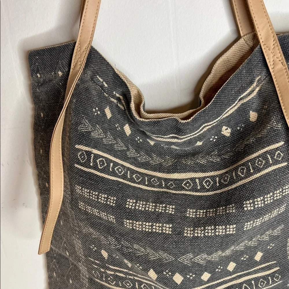 Free People Geometric Gray and Tan Tote